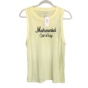 Freeze Mermaid Off Duty Tank Women’s Medium Yellow Sequin Graphic Beach Summer